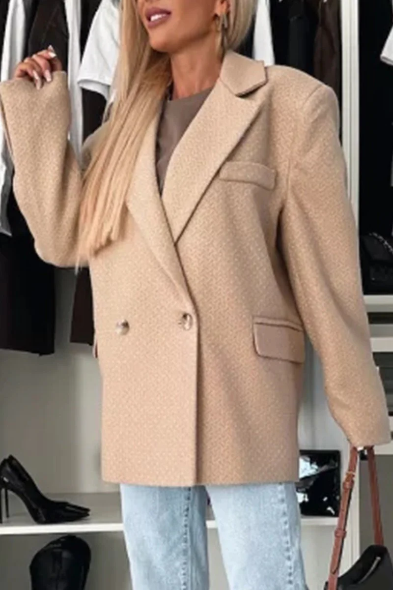 Women's Lapel Long Sleeve Solid Color Casual Jacket