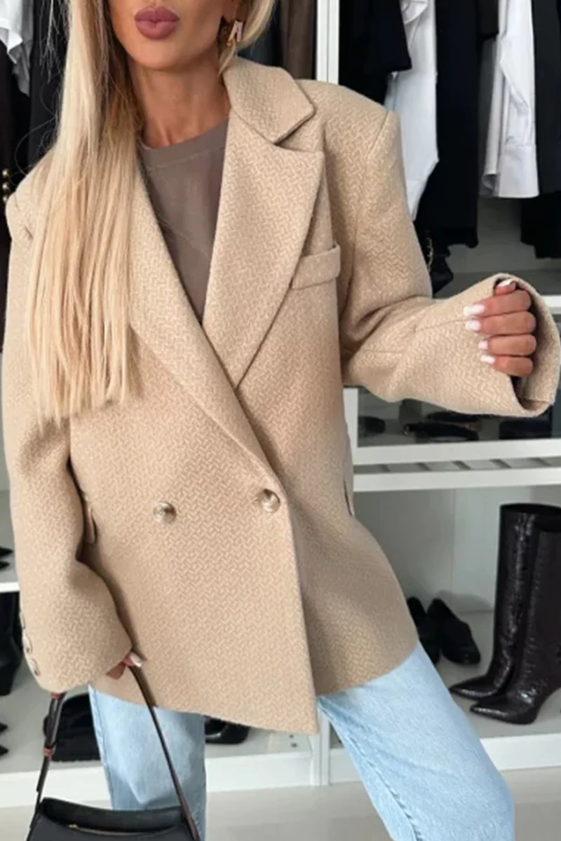 Women's Lapel Long Sleeve Solid Color Casual Jacket