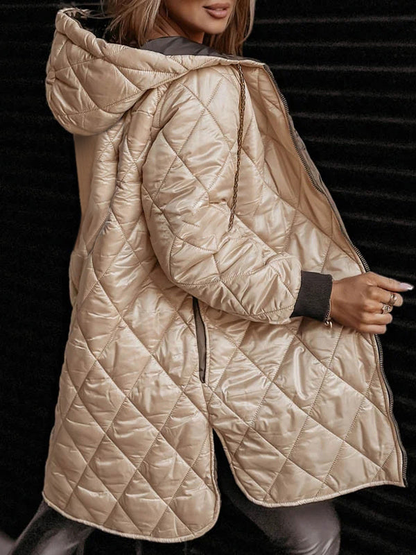 Winter Hooded Zipper Warm Padded Jacket for Women