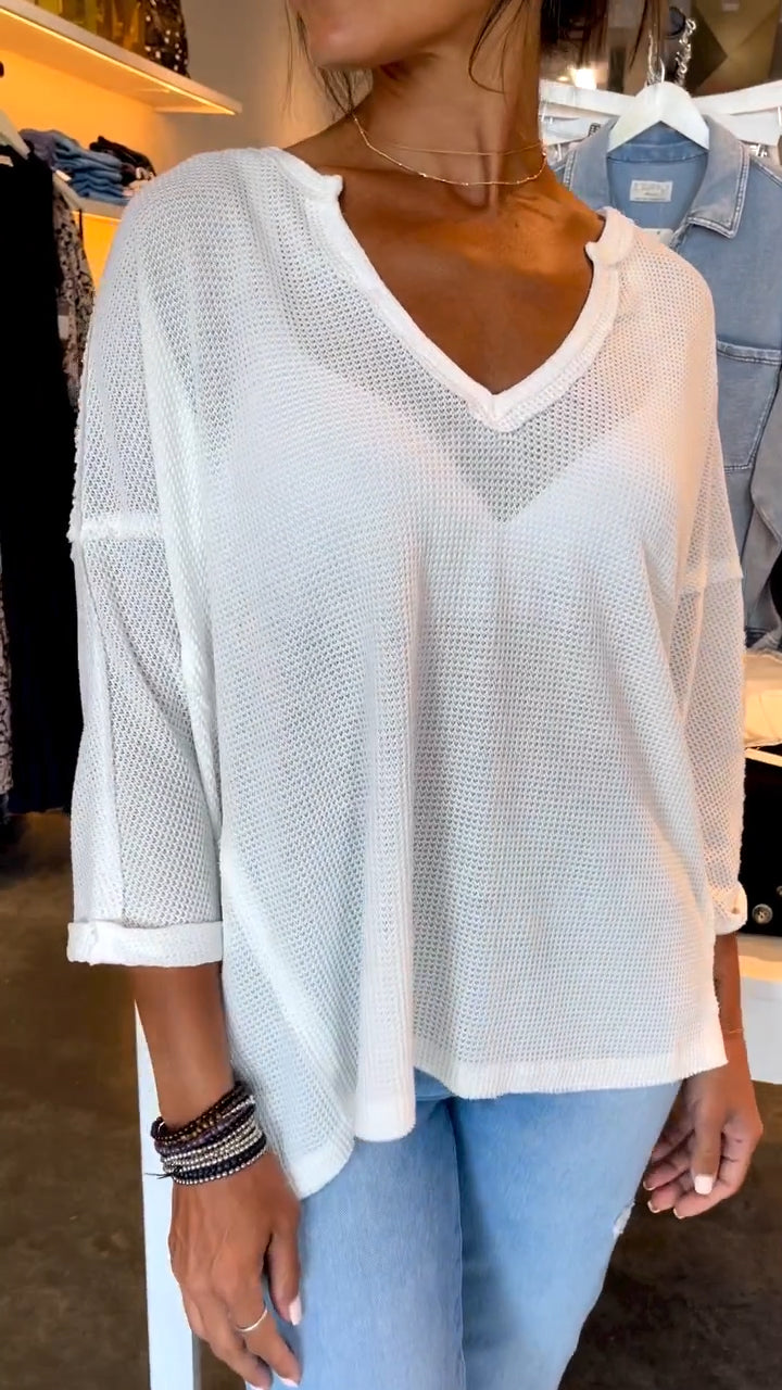 Women's V-neck Hollow Knitted Casual Top