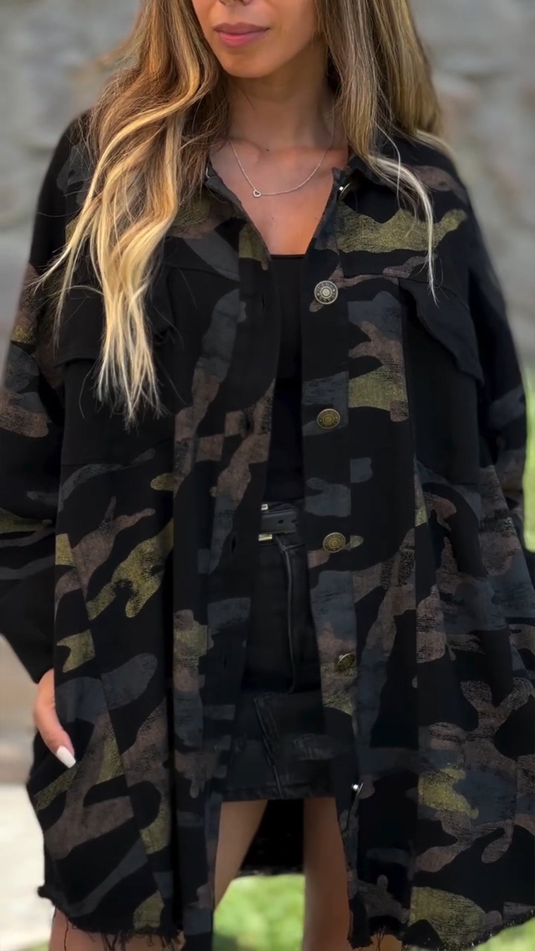 Women's Camouflage Lapel Casual Top