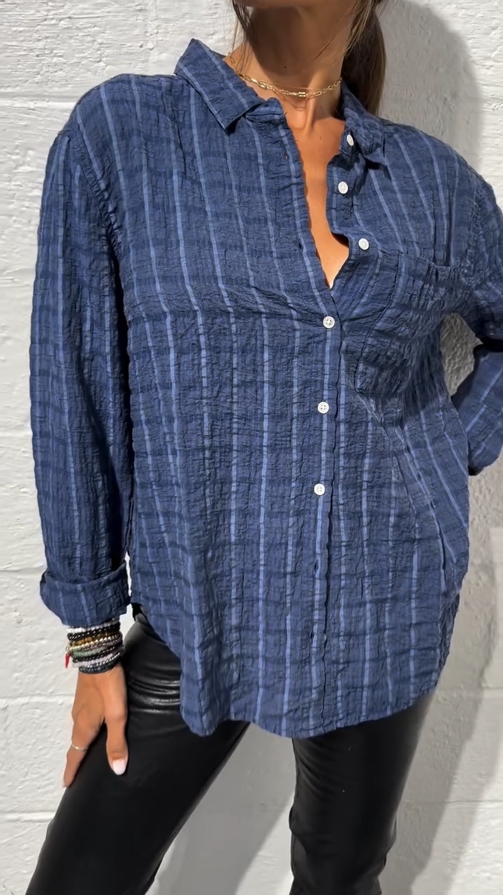 Women's Casual Comfortable Check Textured Fabric Shirt