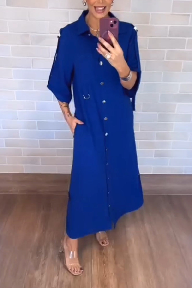 Women's Casual Collar Single Breasted Shirt Dress