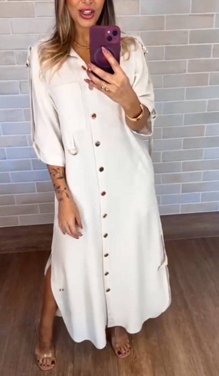 Women's Casual Collar Single Breasted Shirt Dress