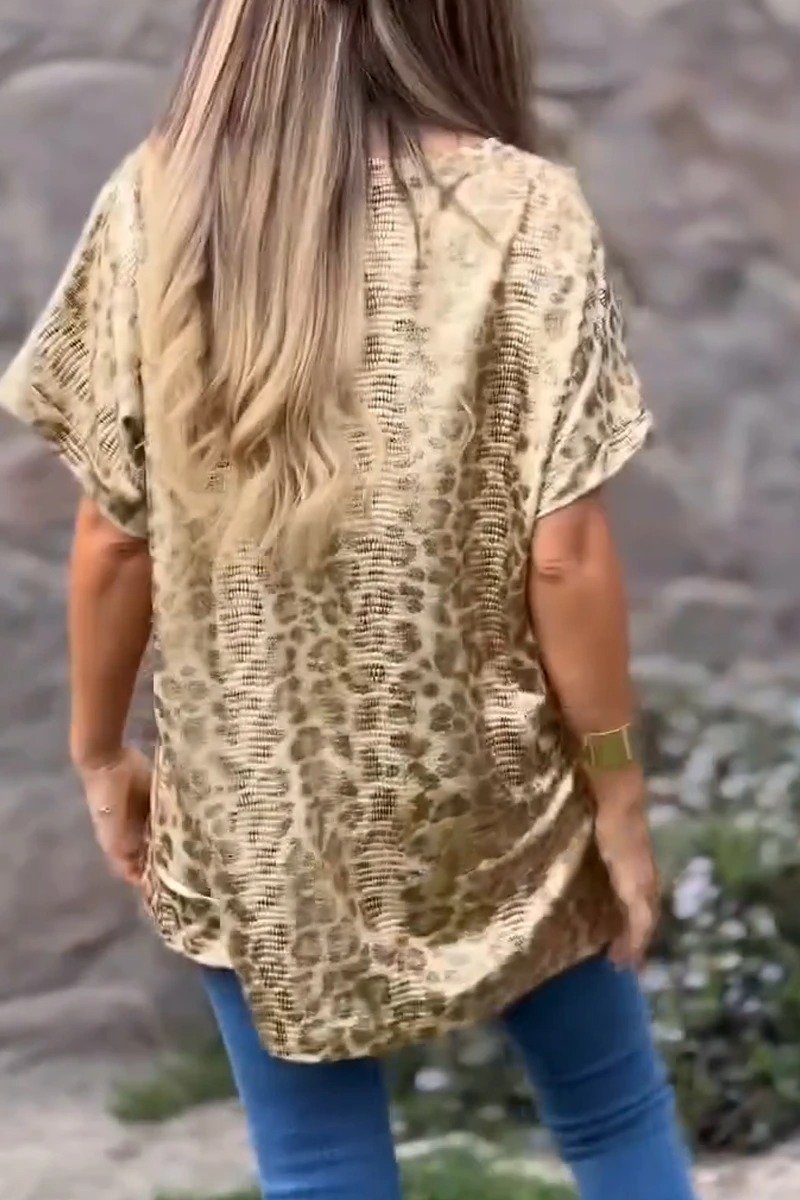 Women's Casual Leopard Print Round Neck T-Shirt