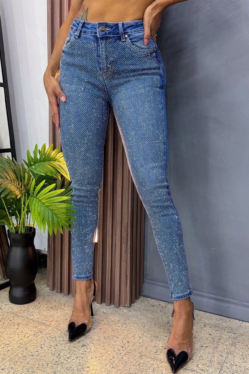 Women's Single-sided Hot Diamond Fashion Skinny Jeans