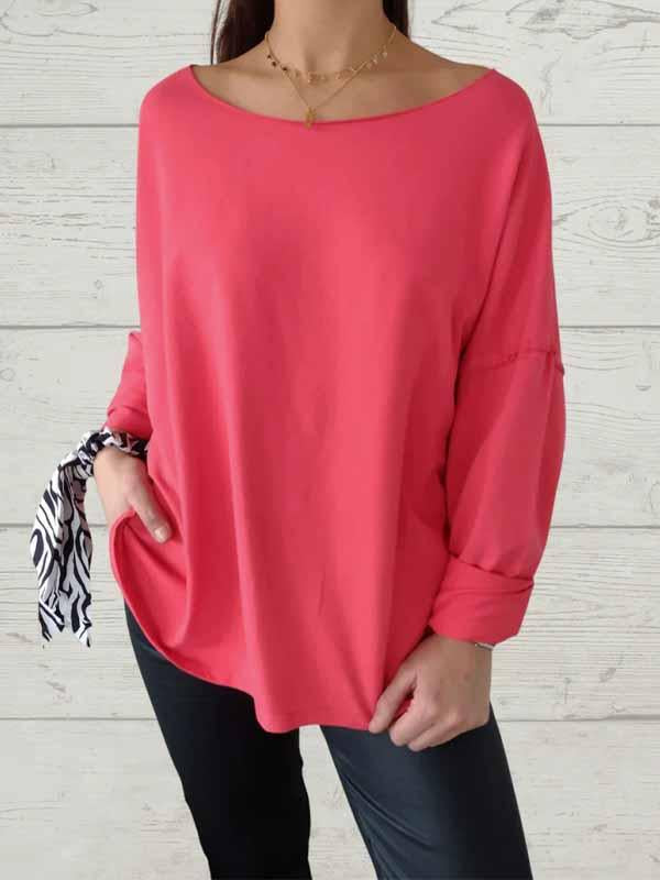 Women's Round Neck Solid Color Long Sleeve Top