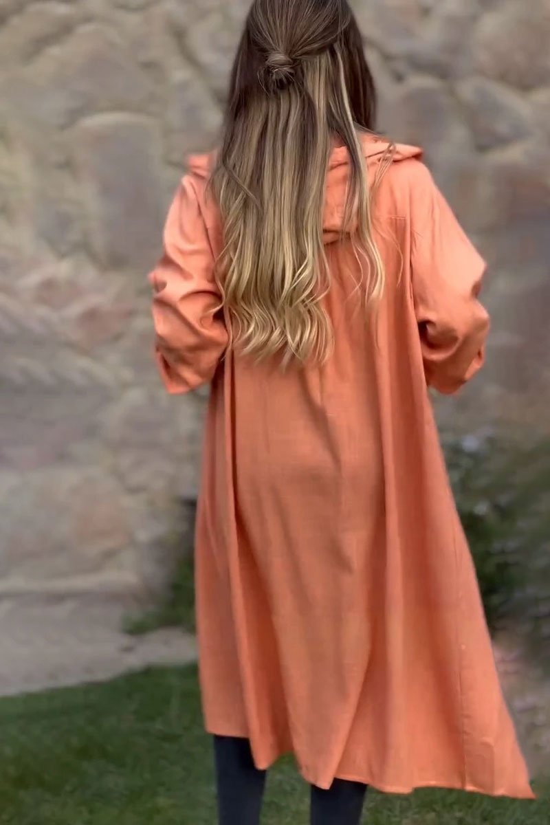 Women's casual loose hooded shirt long coat