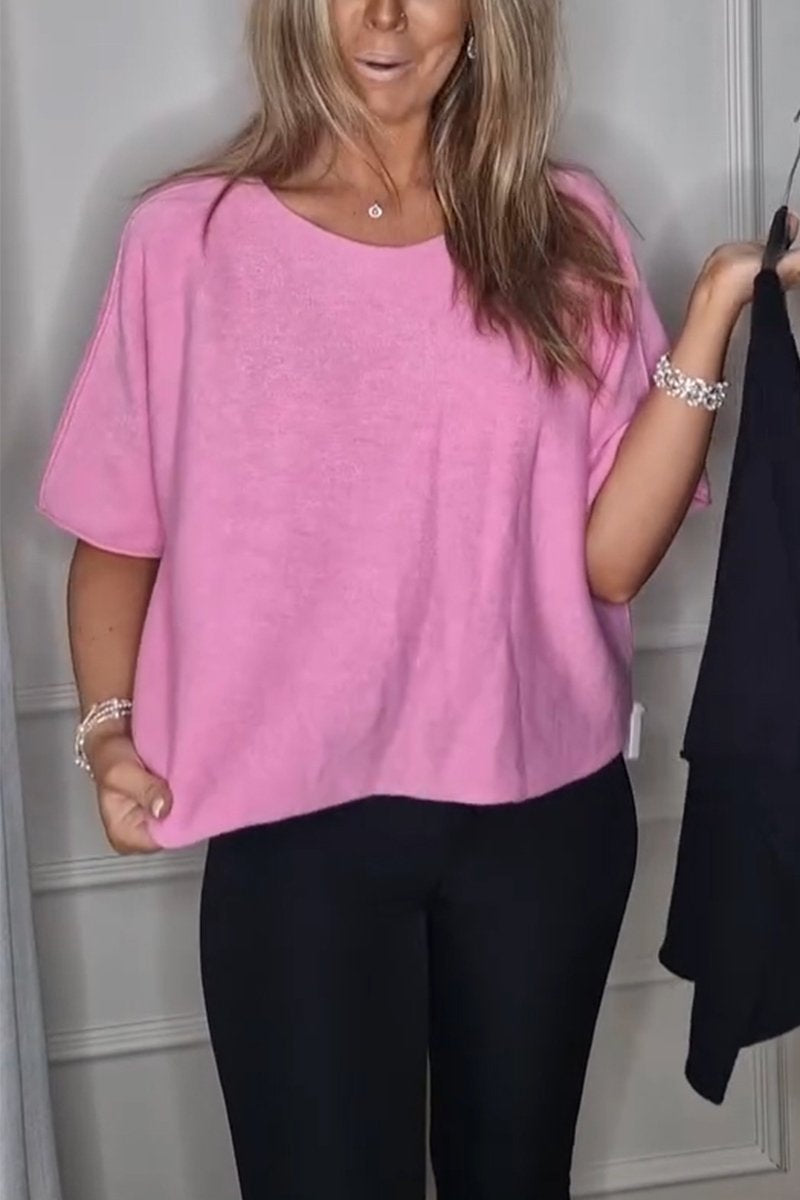 Women's Casual Round Neck Solid Color T-shirt