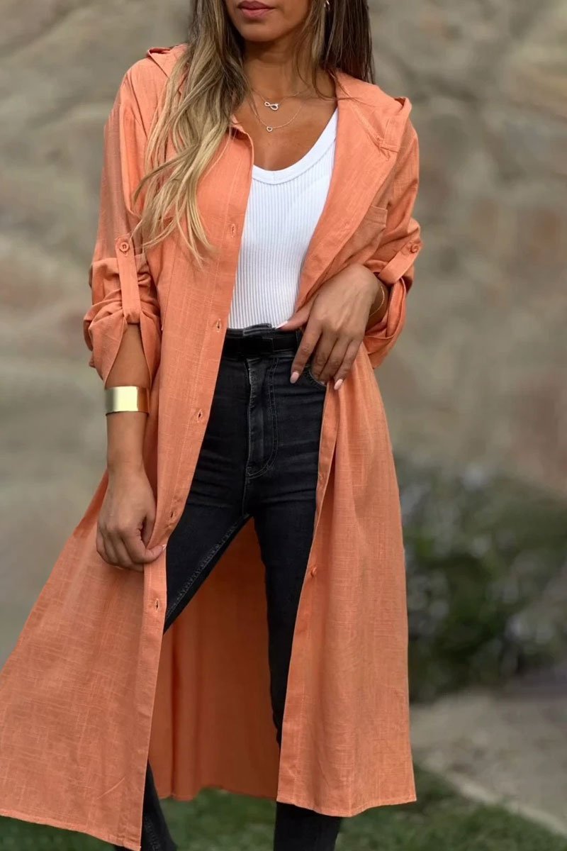 Women's casual loose hooded shirt long coat