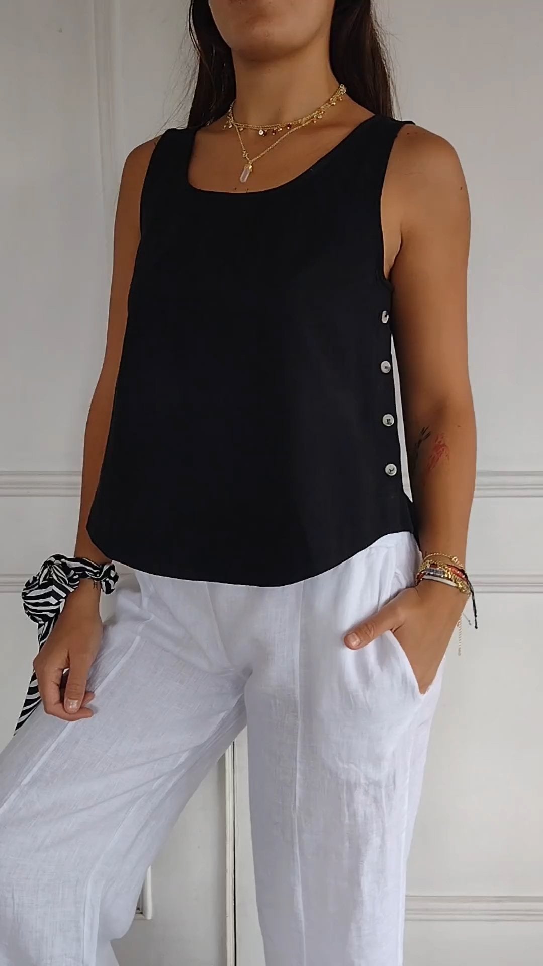 Cotton and Linen Sleeveless Top