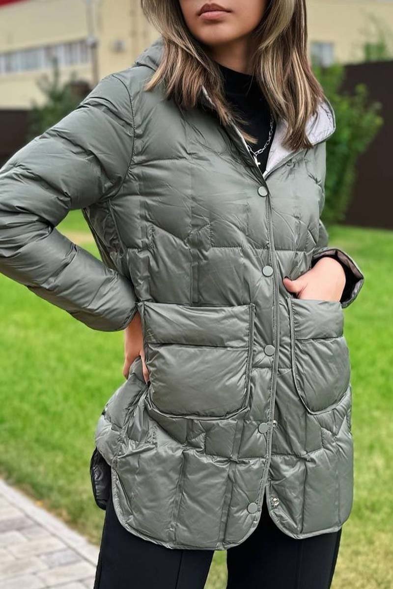 Women's casual solid color short hooded cotton coat