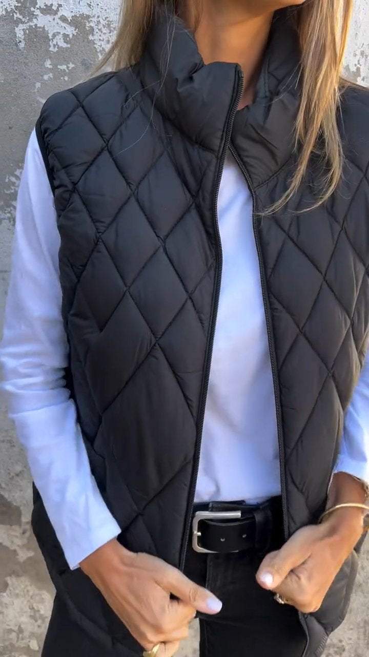 Ladies Winter All with Solid Color Casual Vest Coat