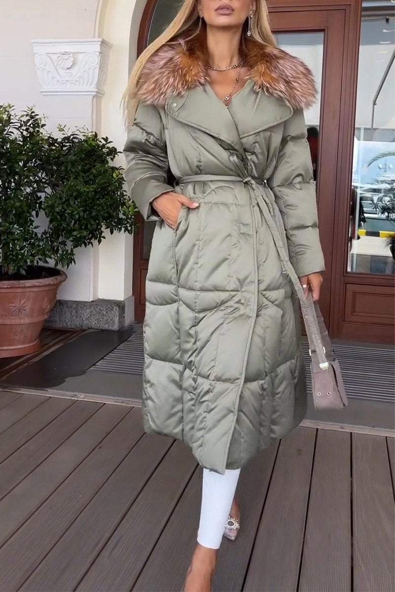 Women's Casual Fur Collar Long Coat