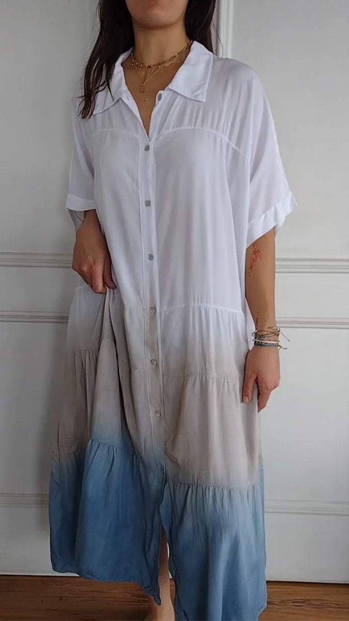 Women's Summer Loose Casual Gradient Color Shirt Dress