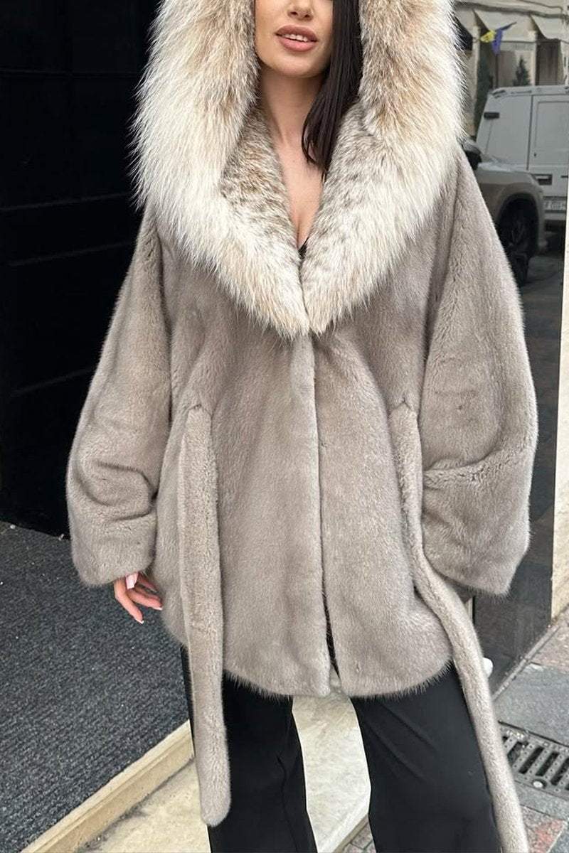 Women's Casual Hooded Loose Fur Coat