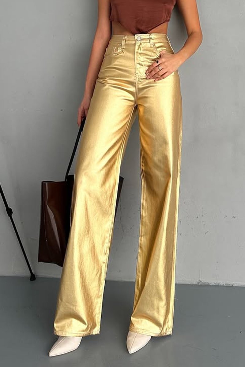 Women's Fashion Metallic Coated Jeans