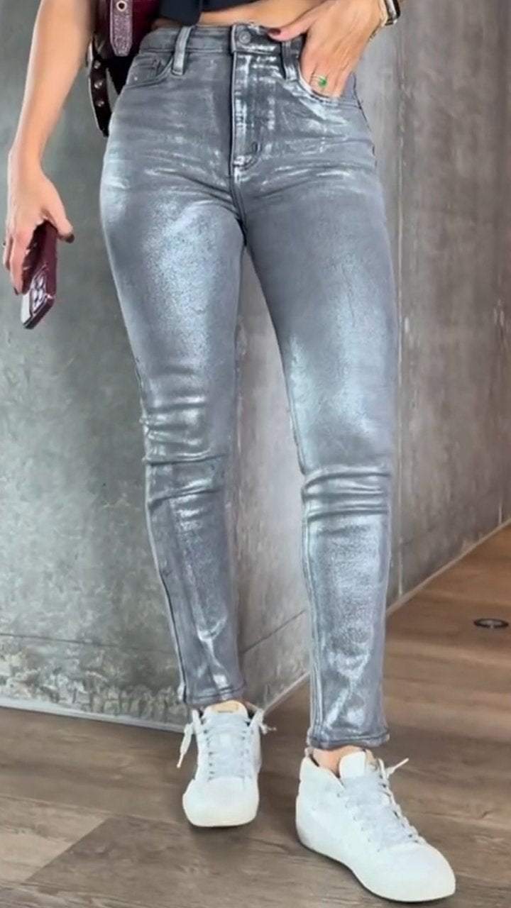 Women's Casual Tight Silver Jeans