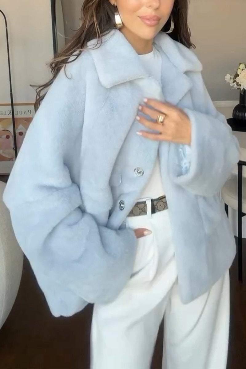 Women's Casual Lapel Single-breasted Faux Fur Winter Coat