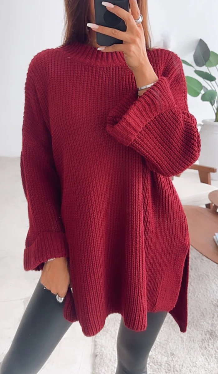 Women's Casual Warm Half Turtleneck Hem Cardigan Pullover Sweater