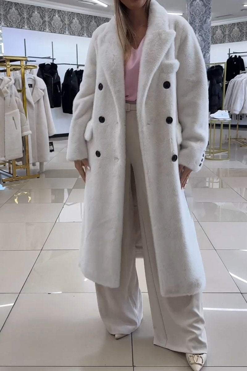 Women's Casual Lapel Long Wool Coat