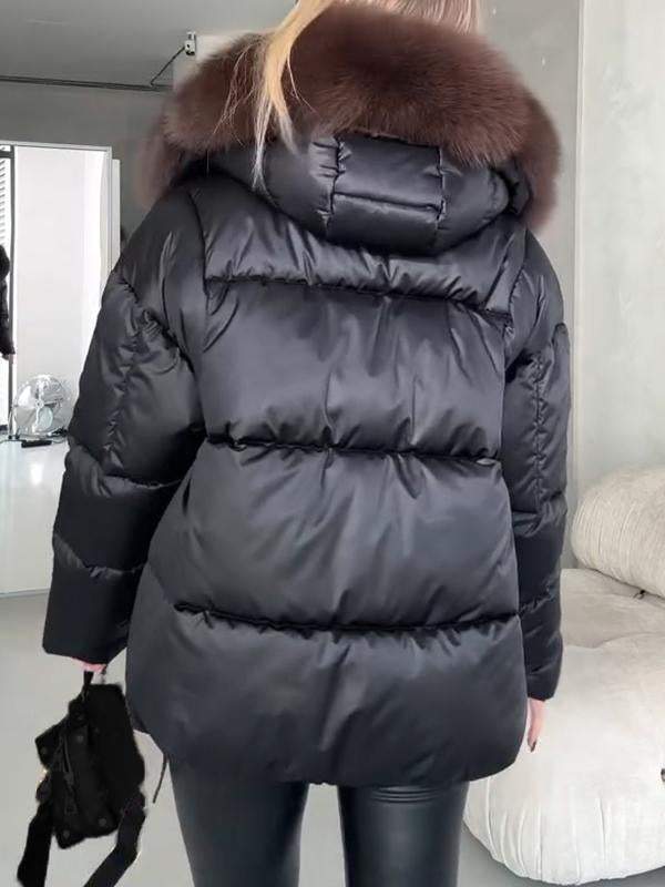 Women's Fur Hooded Fashionable Cotton Coat