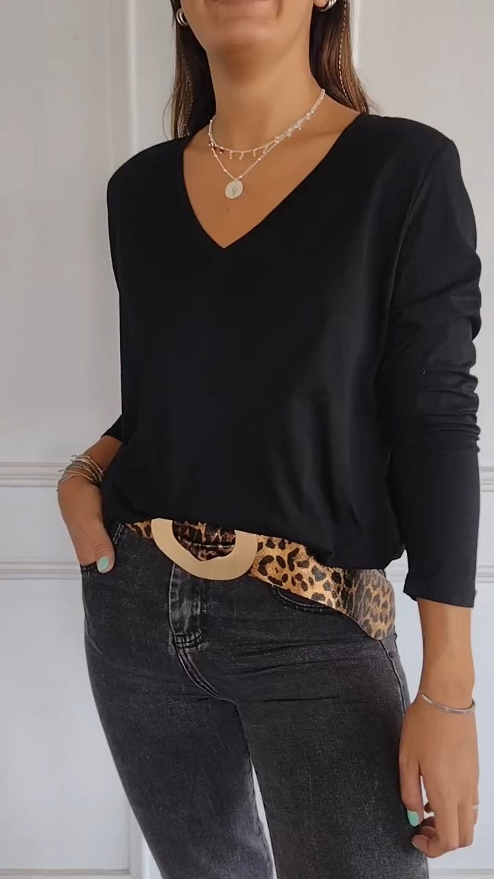 V-neck Long-sleeved Top