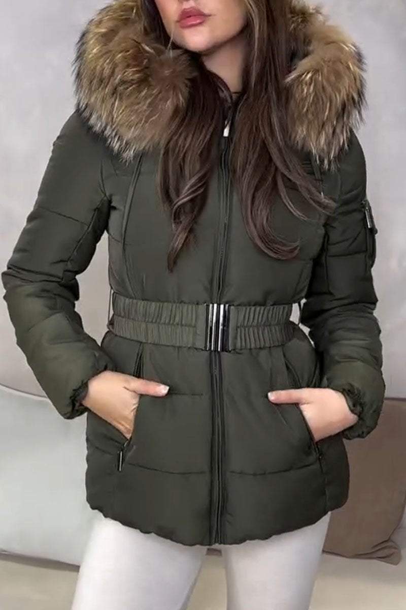 Casual Solid Color Hooded Jacket