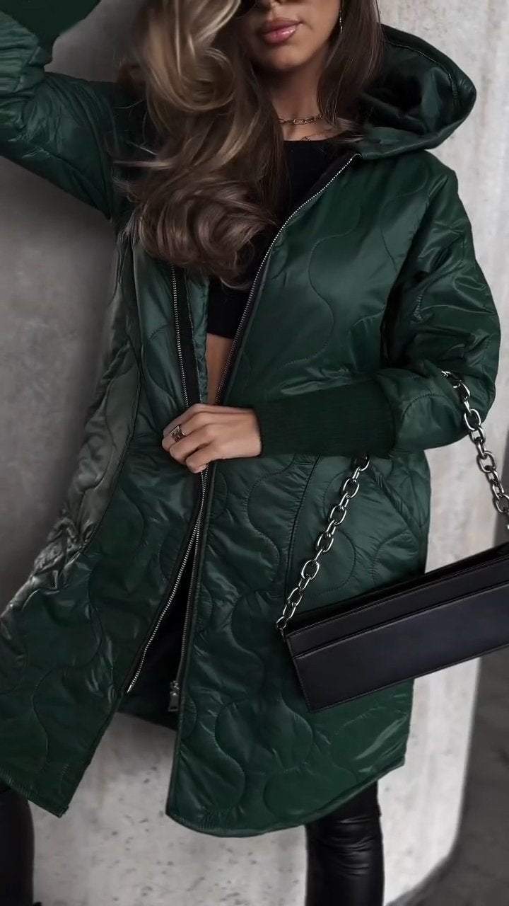 Women's Multi-colored Winter Warm Zipper Hooded Coat