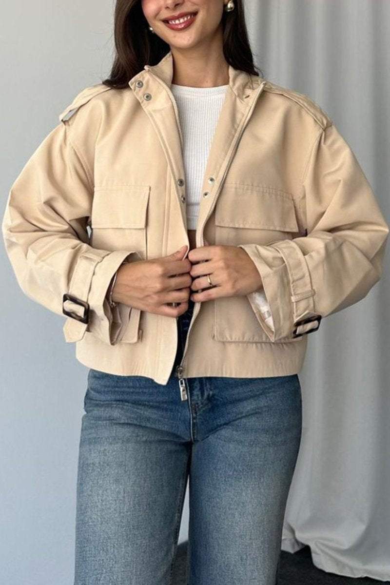 Women's Casual Solid Color Pocket Jacket