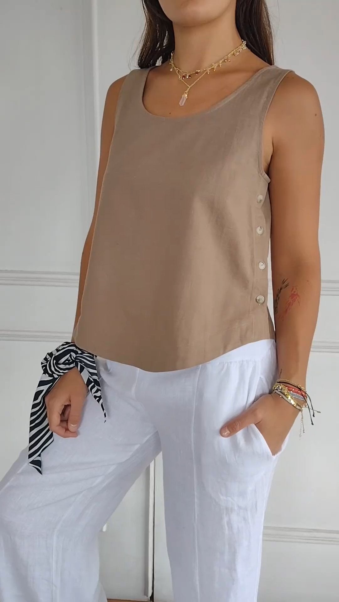 Cotton and Linen Sleeveless Top