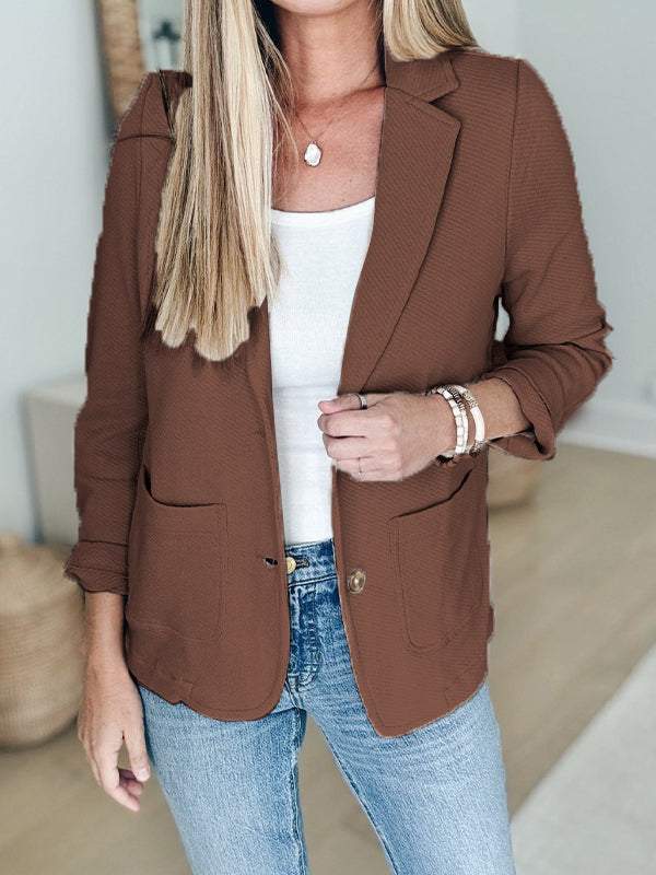 Women's Lapel Button Casual Jacket