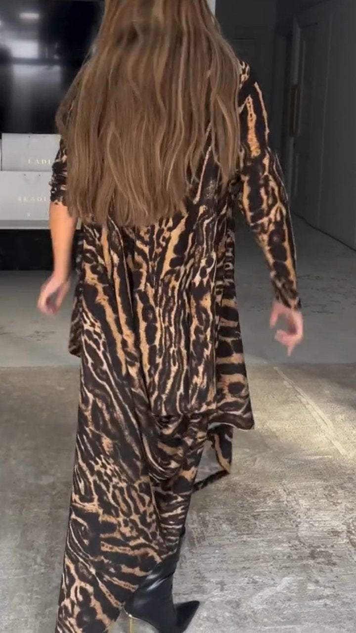 Women's Turtleneck Leopard Print Dress