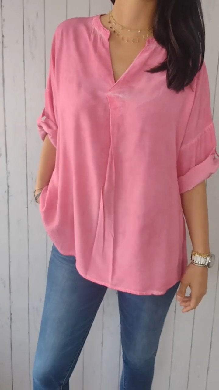 V-neck Mid-sleeve Comfortable Casual Top