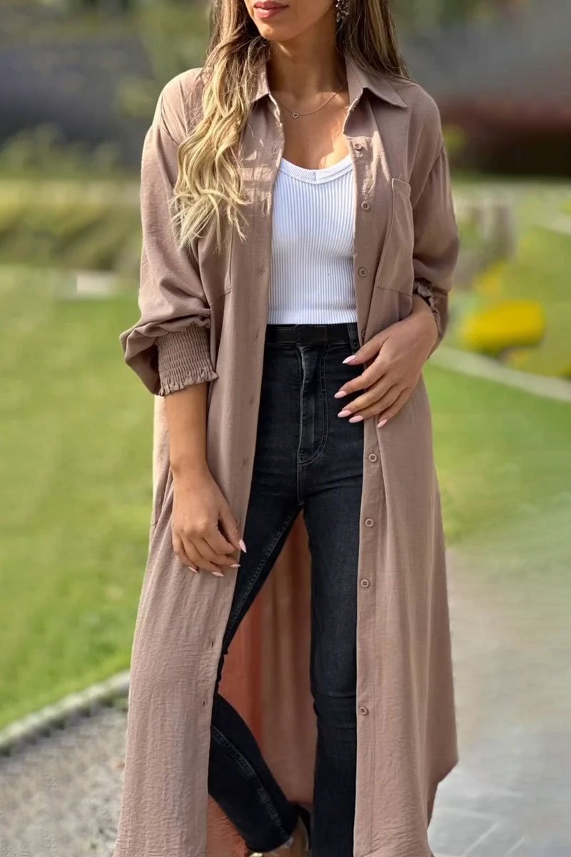 Women's casual loose long shirt coat