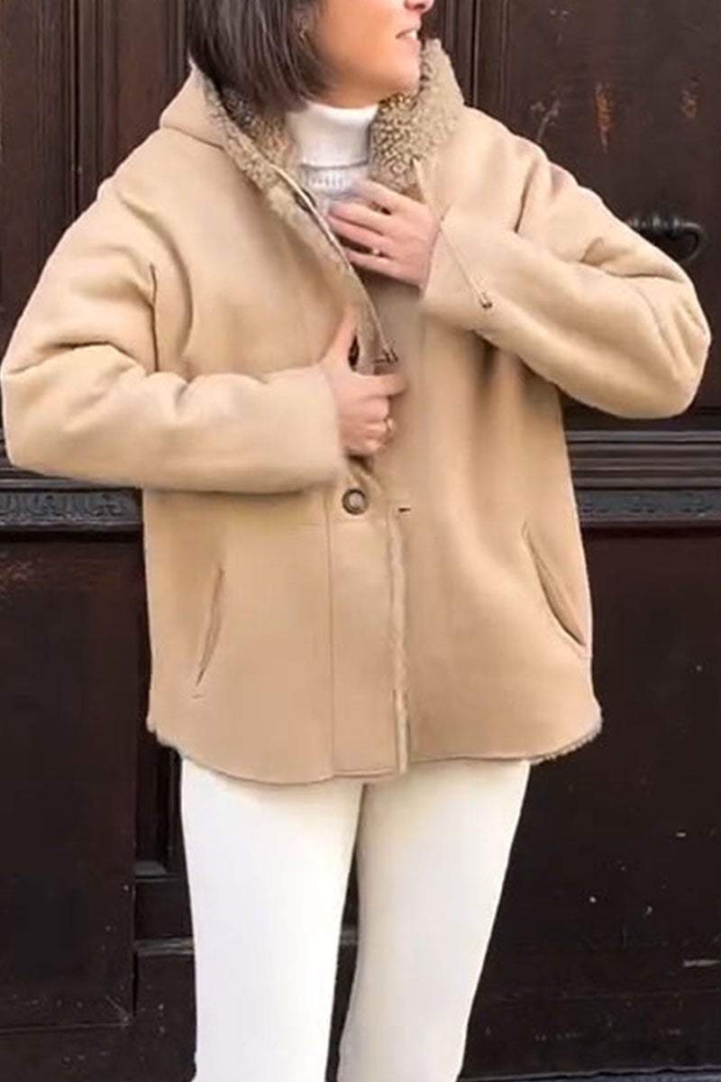 Women's Casual Solid Color Plush Jacket