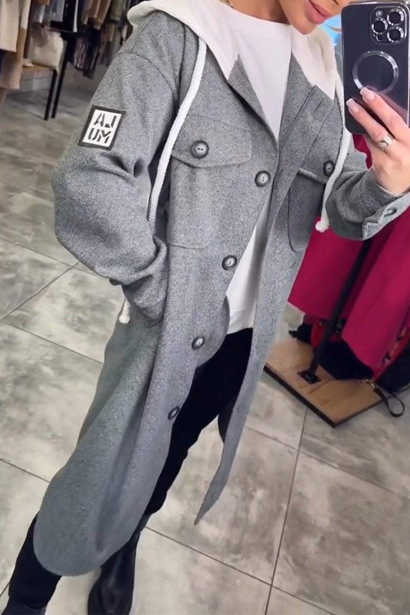 Women's Casual Hooded Twill Coat