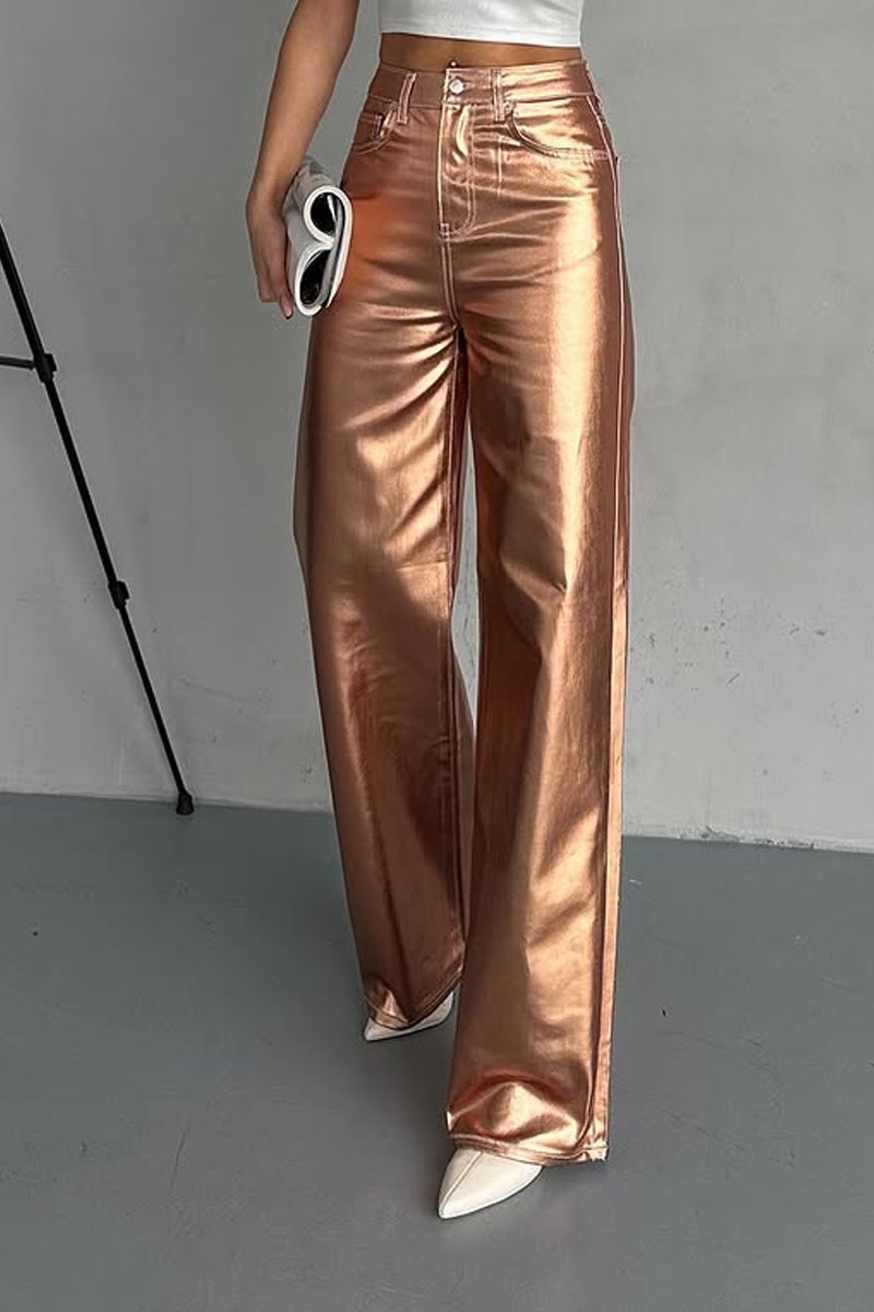 Women's Fashion Metallic Coated Jeans