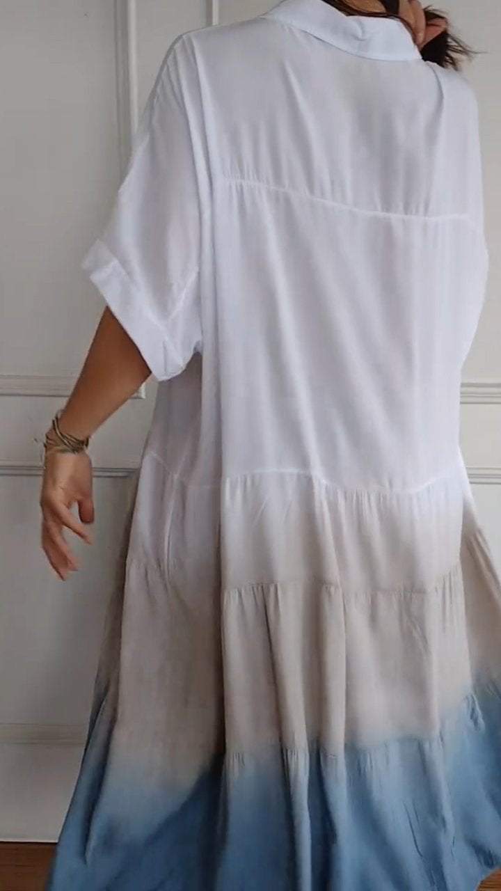 Women's Summer Loose Casual Gradient Color Shirt Dress