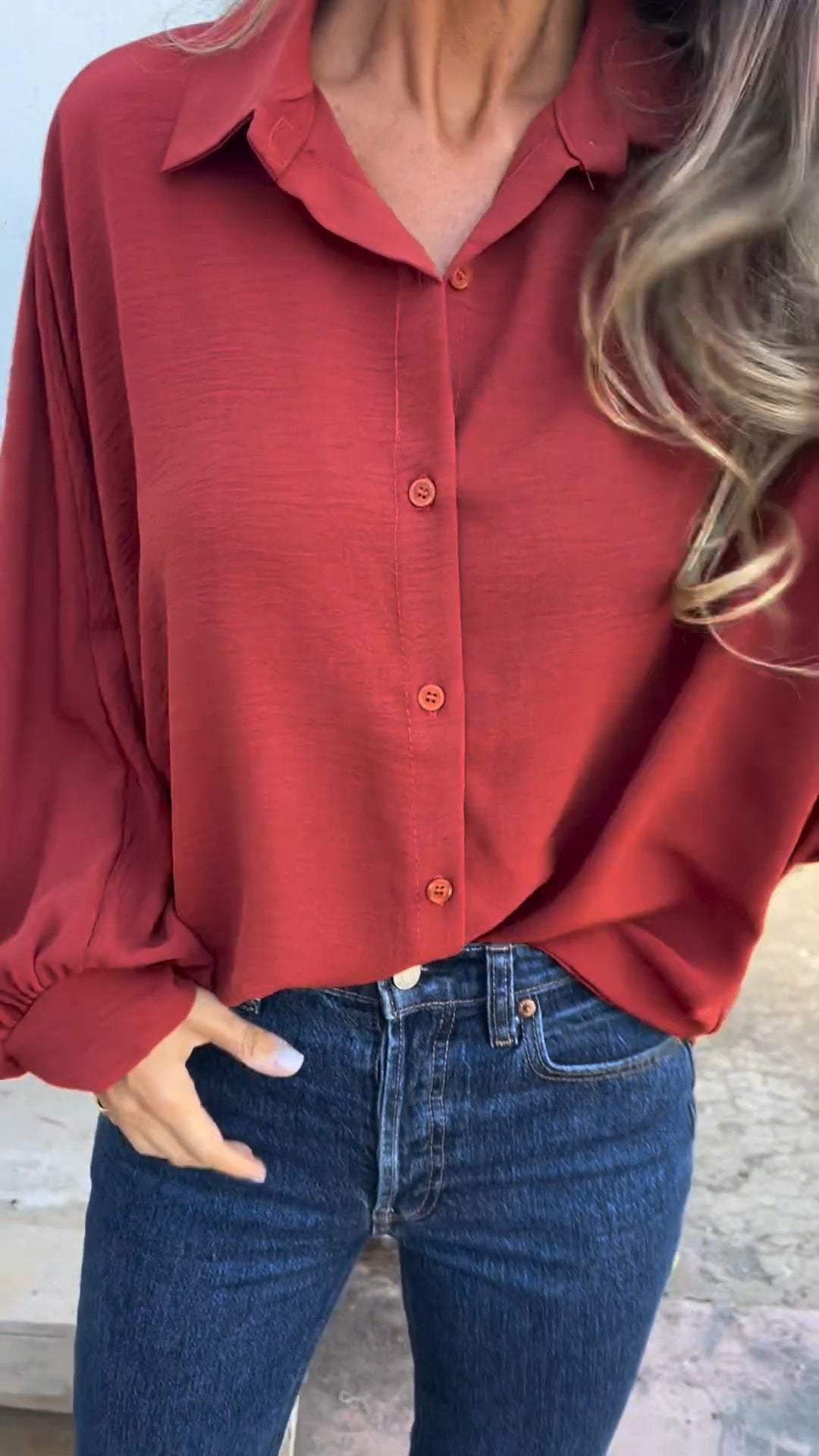 Women's Lapel Single Breasted Solid Color Shirt