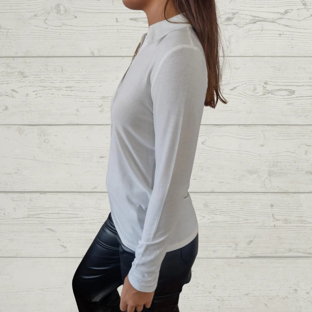 Casual Lapel Half-button Top