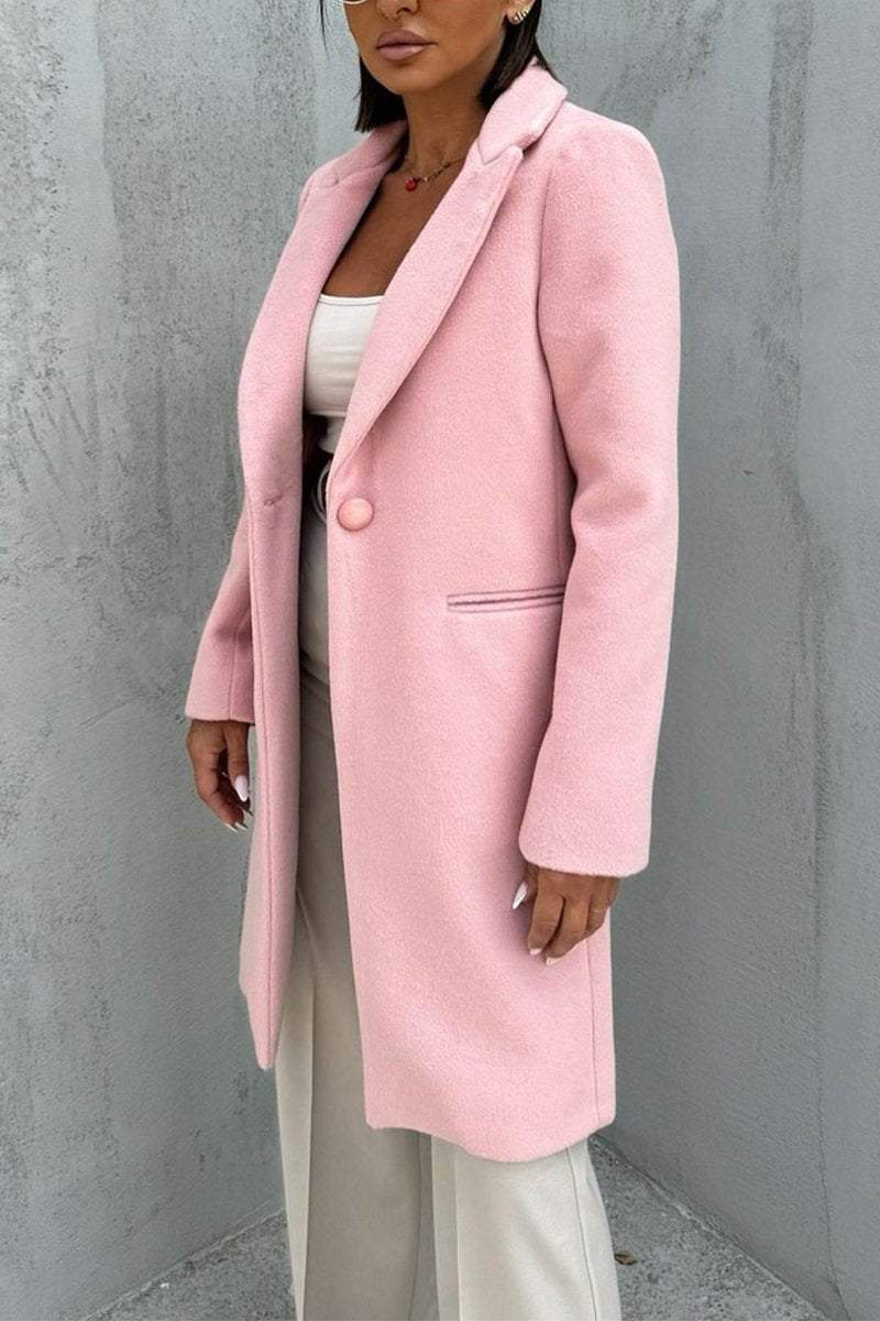 Women's Casual Lapel Solid Color Coat