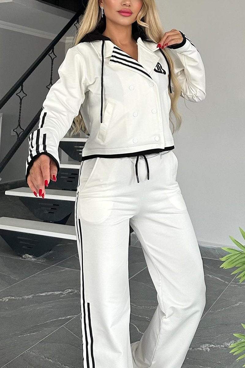 Women's Contrast Web Hooded Pants Suit