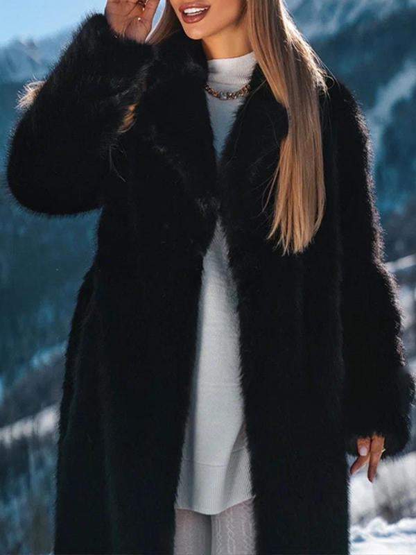 Women's Fur Lapel Warm and Fashionable Long Coat