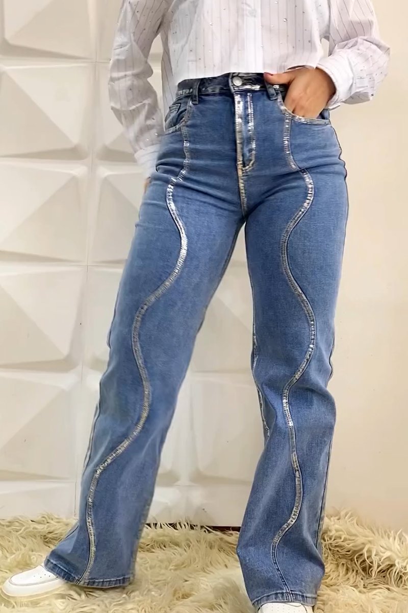 Women's Fashion Diamond Embellished Jeans