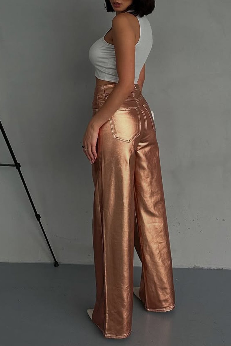 Women's Fashion Metallic Coated Jeans