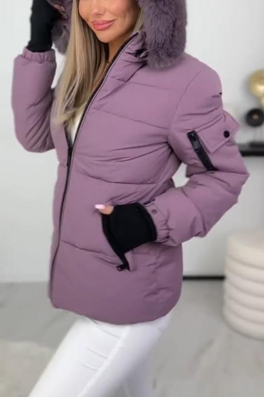 Women's Casual Warm Hooded Fur Collar Cotton Coat