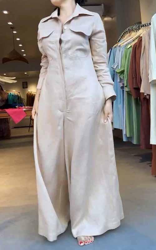 Women's Lapel Solid Color Loose Jumpsuit