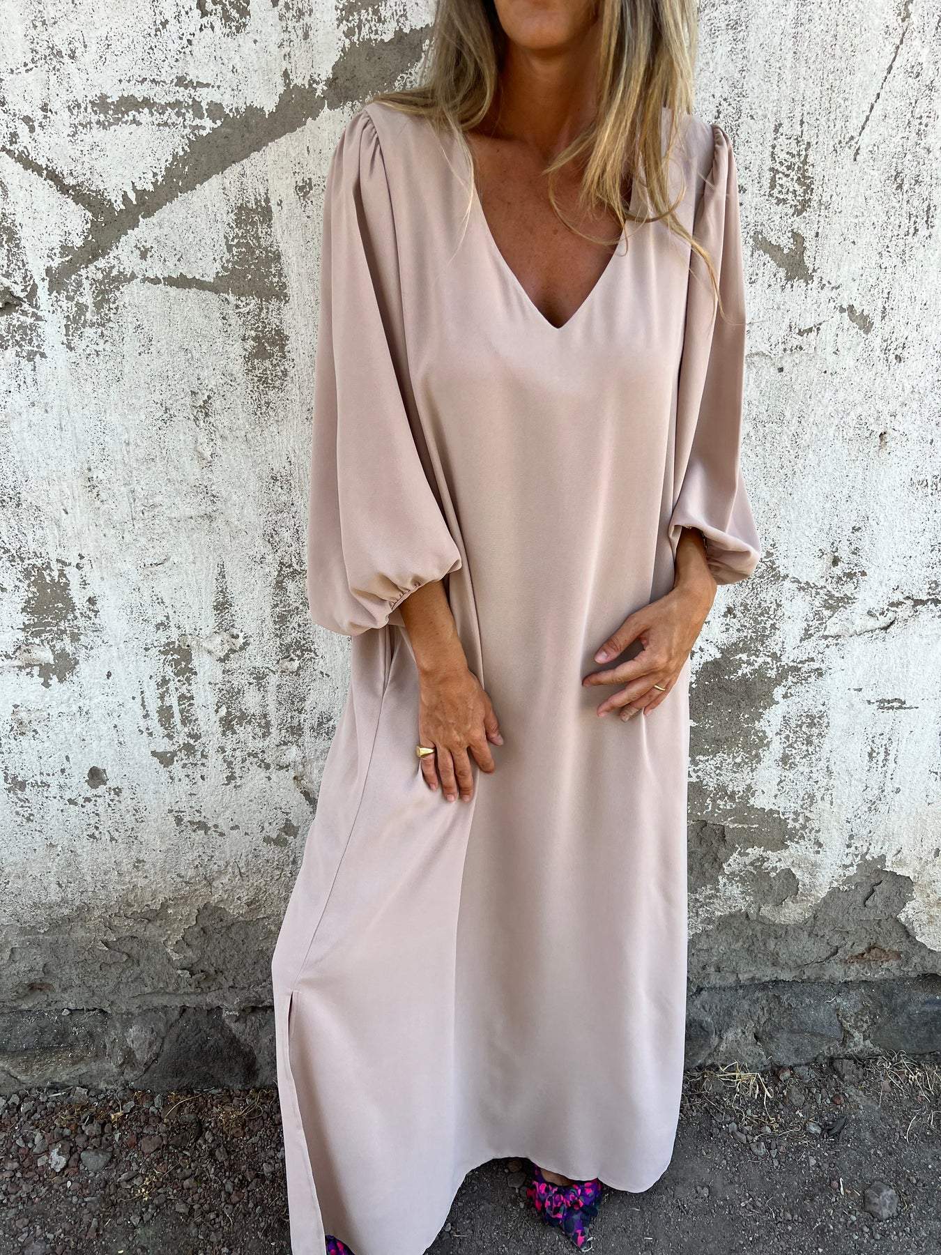 V-neck Long Dress