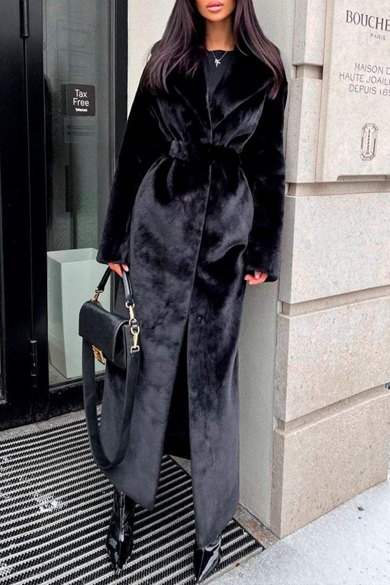 Women's Fur Lapel Warm and Fashionable Long Coat